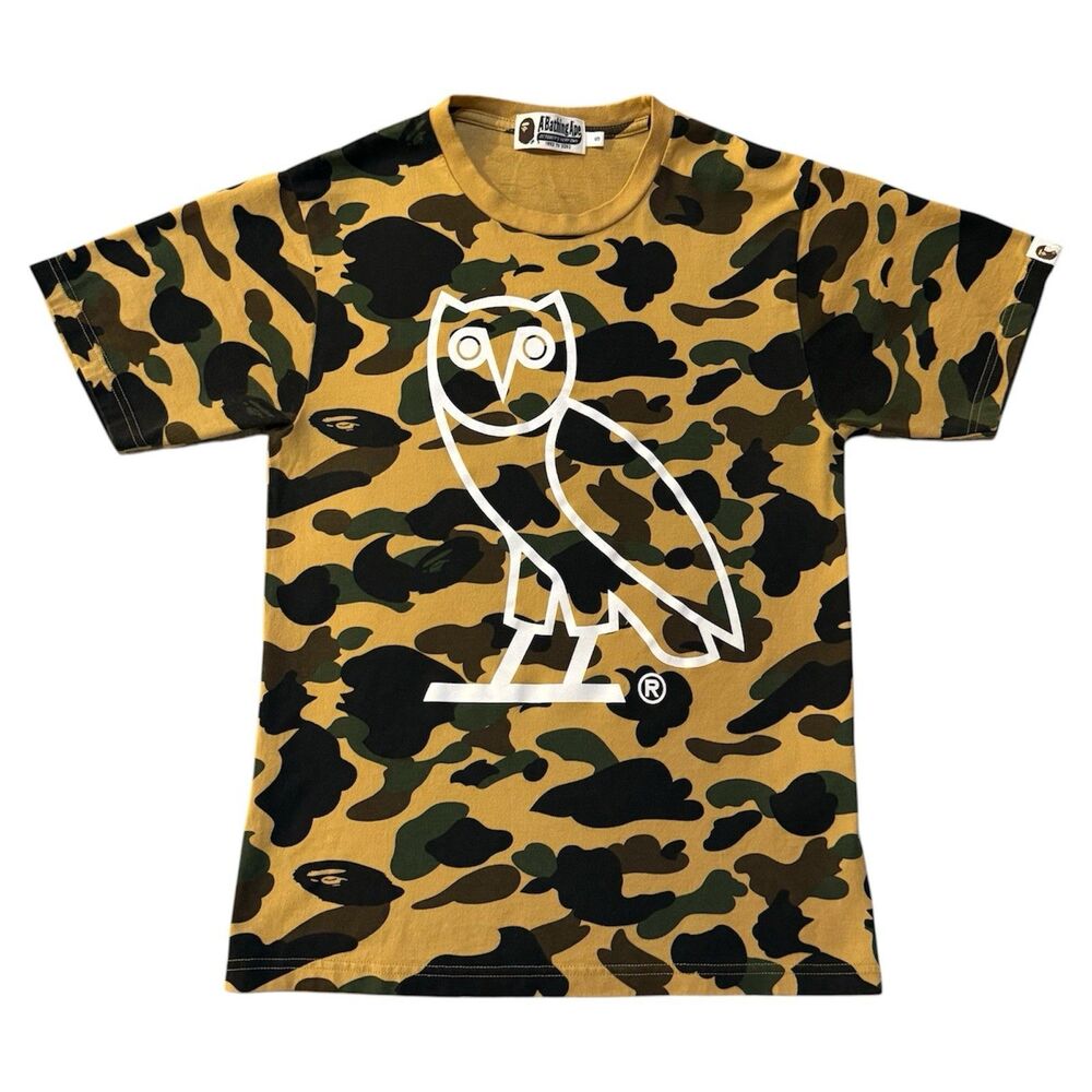 Bape x OVO First 1st Camo T‑Shirt Yellow Men’s Small Authentic Collab Drake